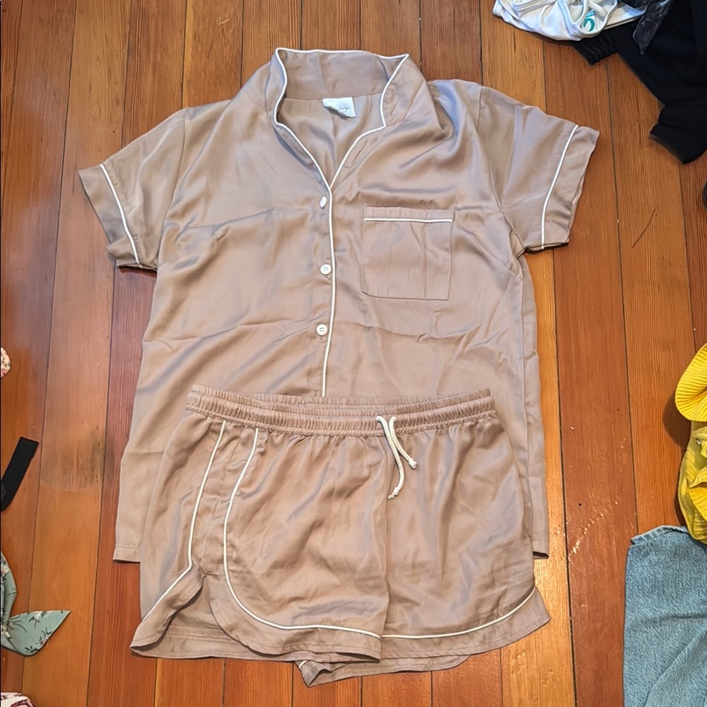 Women's Tan Pajama Set